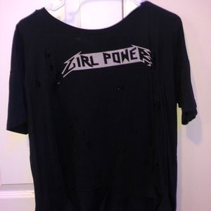 Black Ripped Girl Power T-shirt